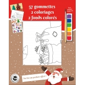 Coloriage avec peinture pinceau et gommettes Noël tradi