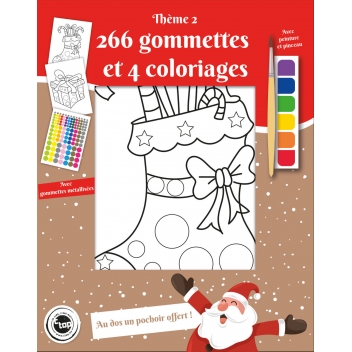 2286 - 3700443522868 - MegaCrea DIY - Coloriage avec peinture pinceau et gommettes Motif de Noël 2