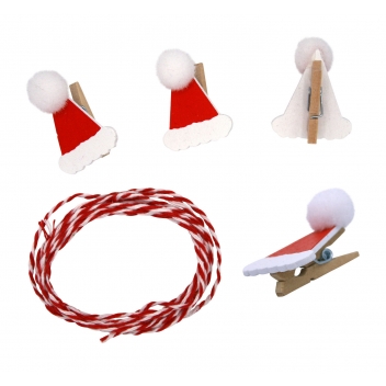 4724 - 3700443547243 - MegaCrea DIY - Pince à linge en bois Bonnets de Noël 3,2 cm 10 pièces