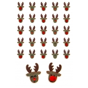 Stickers Noël pailletés Renne avec pompons et strass
