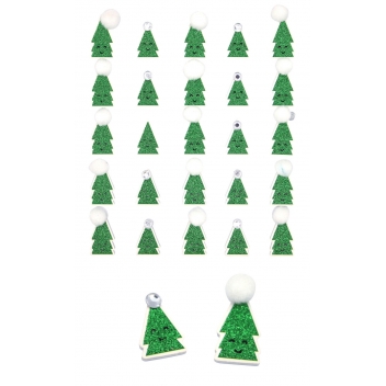 2048 - 3700443520482 - MegaCrea DIY - Stickers Noël pailletés Sapin avec pompons et strass