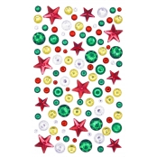 Stickers strass étoiles aux couleurs de Noël 105 pièces