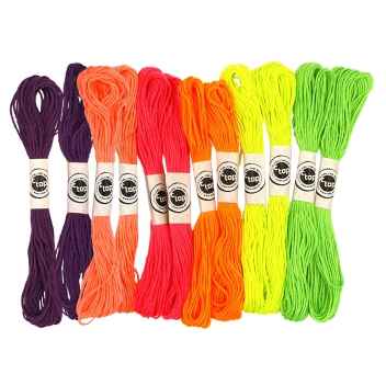 3291 - 3700443532911 - MegaCrea DIY - Fil bracelet brésilien Echeveaux de coton 12 couleurs Fluo