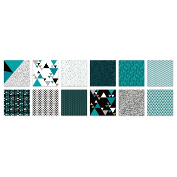 4892 - 3700443548929 - MegaCrea DIY - Carnet papier origami 15,2 cm Graphique 24 feuilles avec foil