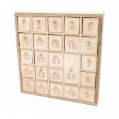 Calendrier de l'avent en bois 25,9 x 25,9 x 4,5 cm