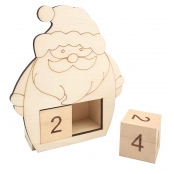 Calendrier de l'avent Père Noël en bois 11 x 13 x 3,3 cm