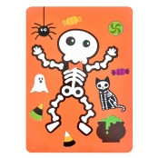 Carte stickers puzzle Squelette Halloween 16 x 22 cm