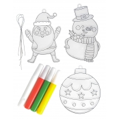 Décorations cristal Noël à colorier + 4 tubes de peintures de 9 à 12 cm