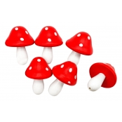 Embellissements champignons 3D 2,2 x 3,5 cm 6 pièces