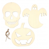 Formes bois pour Halloween à suspendre 3 pièces