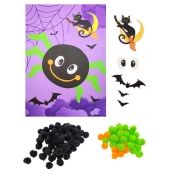 Tableau en pompons pour enfant Halloween Araignée 15 x 21 cm