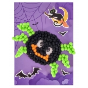 Tableau en pompons pour enfant Halloween Araignée 15 x 21 cm