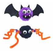 Kit pompons Araignée et chauve souris 14 x 5 cm 2 pièces