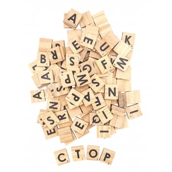 7921 - 3700443579213 - MegaCrea DIY - Lettres carré en bois Alphabet intelligent 120 pièces