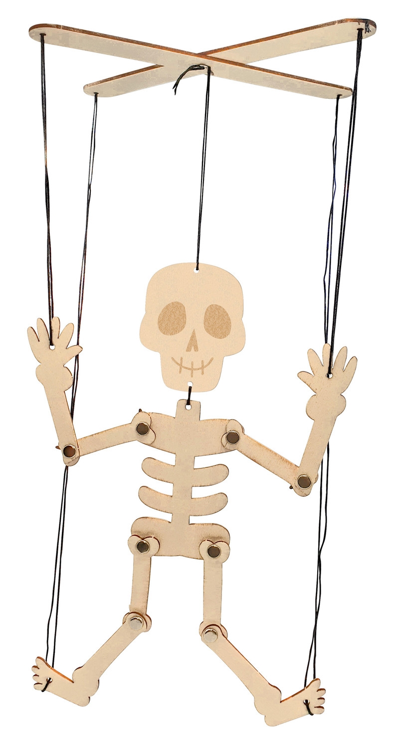 Marionnette squelette en bois à assembler Déco d'Halloween - Ref 2972