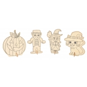 Personnages d'Halloween en bois 4 pièces