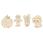 Personnages d\'Halloween en bois 4 pièces