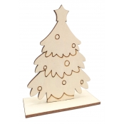 Sapin de Noël en bois gravé 10 x 5 x 15 cm