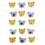 Stickers 3D Léopard et koalas papier et feutrine 14 pièces