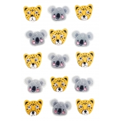 Stickers 3D Léopard et koalas papier et feutrine 14 pièces