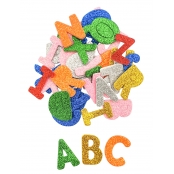 Stickers alphabet mousse pailletée 182 pièces