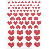 Stickers Coeurs Paillettes rouge de 0,6 à 1,7 cm 72 pièces