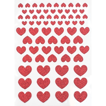 6574 - 3700443565742 - MegaCrea DIY - Stickers Coeurs Paillettes rouge de 0,6 à 1,7 cm 72 pièces