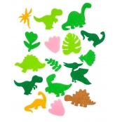 Stickers feutrine forme dinosaures et feuilles 17 pièces