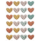 Stickers Puffy Coeurs léopard de 2,1 à 1,6 cm 24 pièces