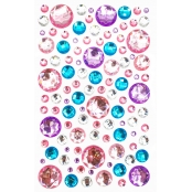 Stickers strass ronds couleurs pastel 0,9 à 1,8 cm 109 pièces