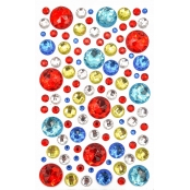 Stickers strass ronds couleurs vives 0,9 à 1,8 cm 109 pièces