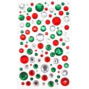 Strass cristal Noël Rouge, vert et blanc de 0,4 à 1,8 cm 109 pièces