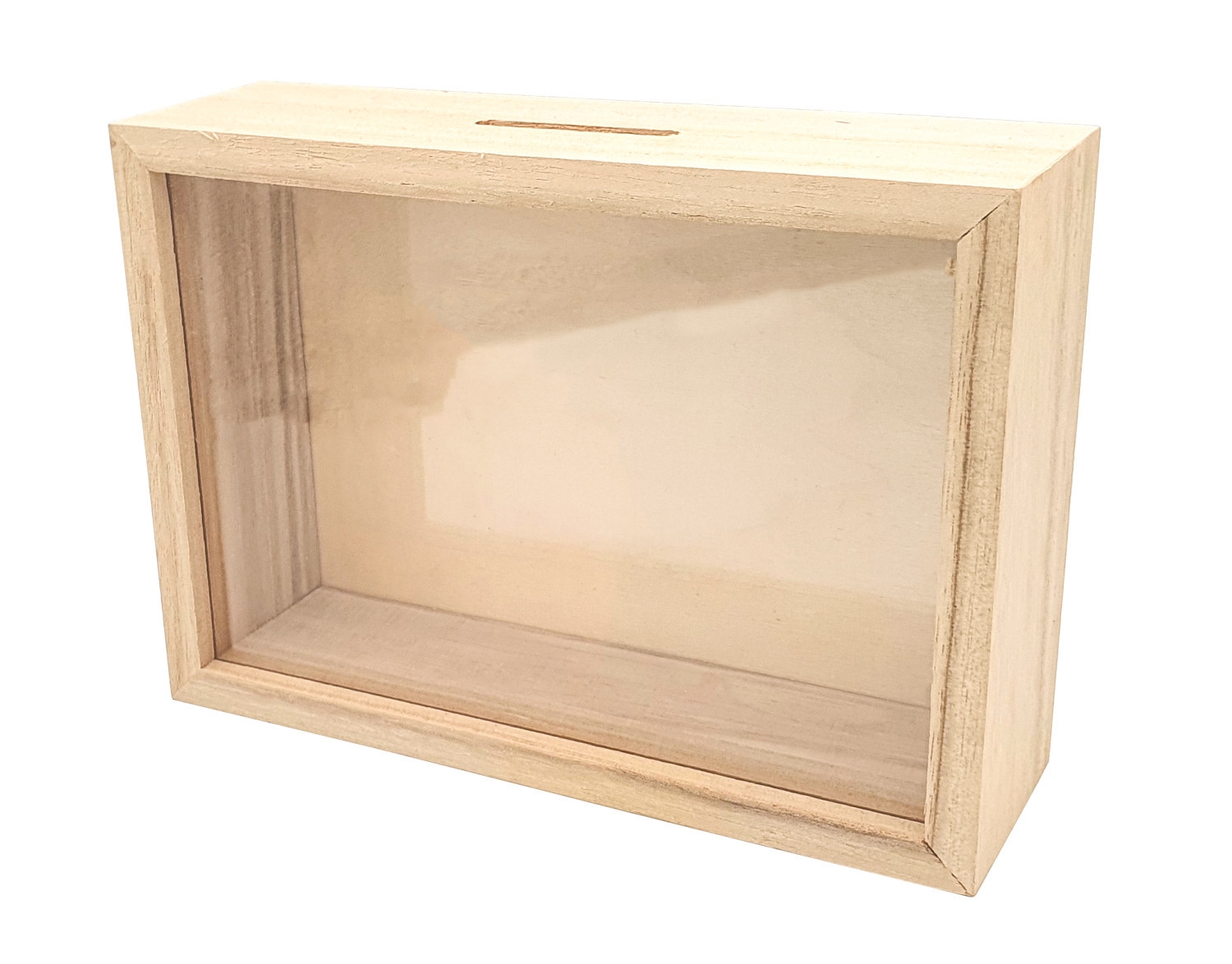 Tirelire en bois avec fenêtre 17 x 12 x 5 cm - MegaCrea Ref 7626