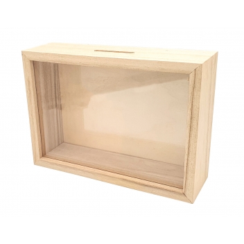 Tirelire en bois avec fenêtre 17 x 12 x 5 cm - MegaCrea Ref 7626