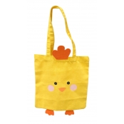 Tote bag Poussin de Pâques en coton imprimé 25,5 x 26 cm