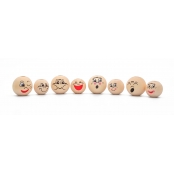 Perles visages en bois pour enfant 15 et 20 mm 8 pièces