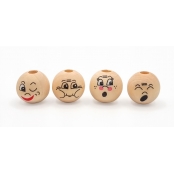 Perles visages en bois pour enfant 15 et 20 mm 8 pièces