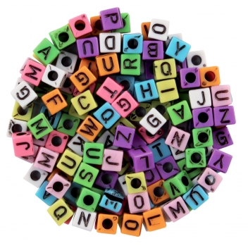 1815 - 3700443518151 - MegaCrea DIY - Perles pour enfant lettres carrées opaques 0,7 cm 13g