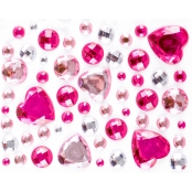 Stickers strass coeur rose 0,5 à 2 cm 50 pièces