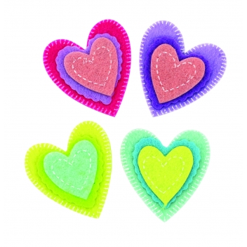 1854 - 3700443518540 - MegaCrea DIY - Stickers coeurs feutrine 4,5 cm 5 pièces