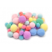 Pompons assortis pastel de 1 à 2 cm 60 pièces