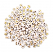 Perles lettres pour enfant - blanc et or 0,7 x 0,3 cm 40 g