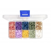 Perles heishi 9 couleurs avec intercalaires 0,6 x 0,12 cm 1500 pièces