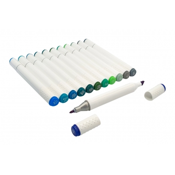 5143 - 3700443551431 - MegaCrea DIY - Feutres à alcool Double pointe Tons bleu/vert 12 pièces - 2