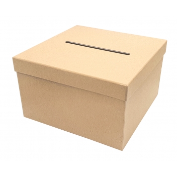 8849 - 3700443588499 - MegaCrea DIY - Urne carrée kraft 24,5 x 24,5 x 15 cm - 2