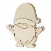 Gnome Lutin en bois brut à poser 18 x 15 x 1,5 cm
