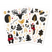 Gommettes Noël enchanté noir et doré 0,6 à 8,3 cm 101 pièces