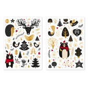 Gommettes Noël enchanté noir et doré 0,6 à 8,3 cm 101 pièces