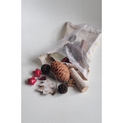 Pochon déco nature pommes de pin, sapins baies et feuilles