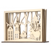 Scène de Noël en bois ciselé forme cadre 28 x 18 x 0,4 cm